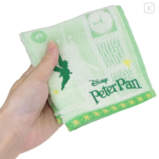 Japan Disney Embroidered Mini Towel Handkerchief - Peter Pan : Silhouette Green - 3