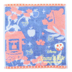 Japan Disney Embroidered Mini Towel Handkerchief - Snow White and the Seven Dwarfs : Silhouette Blue Pink