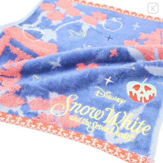 Japan Disney Embroidered Mini Towel Handkerchief - Snow White and the Seven Dwarfs : Silhouette Blue Pink - 2