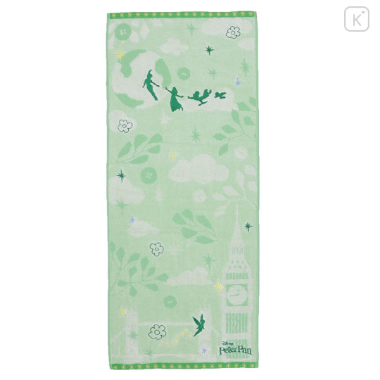 Japan Disney Embroidery Face Towel - Peter Pan : Silhouette Green - 1