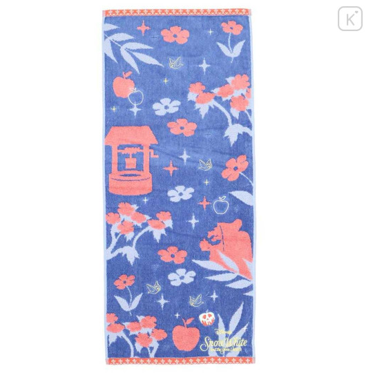Japan Disney Embroidery Face Towel - Snow White and the Seven Dwarfs : Silhouette Blue Pink - 1
