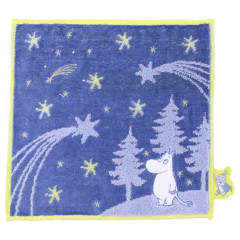 Japan Moomin Embroidered Mini Towel Handkerchief - Moomintroll : Meteor Star Night Forest
