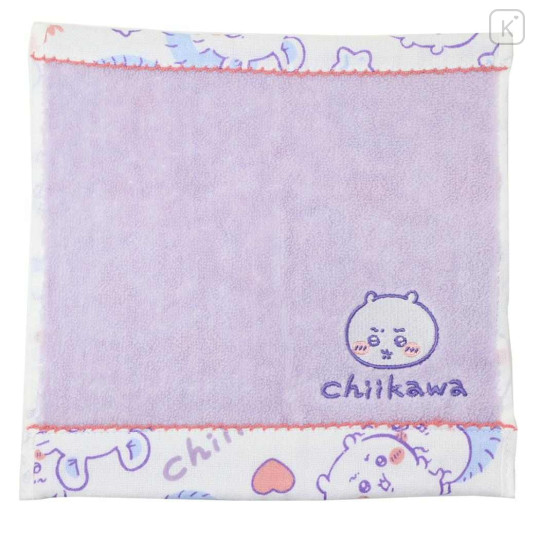 Japan Chiikawa Embroidered Mini Towel Handkerchief - Chiikawa & Momonga : Light Purple - 1