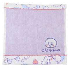 Japan Chiikawa Embroidered Mini Towel Handkerchief - Chiikawa & Momonga : Light Purple