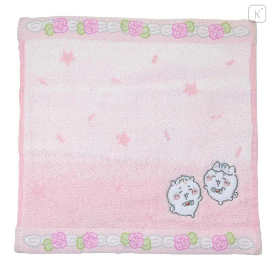Japan Chiikawa Embroidered Mini Towel Handkerchief - Chiikawa & Hachiware : Birthday Light Pink - 1