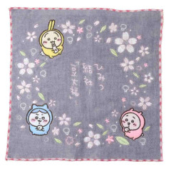 Japan Chiikawa Embroidered Mini Towel Handkerchief - Chiikawa & Hachiware & Usagi : Pajama Flower