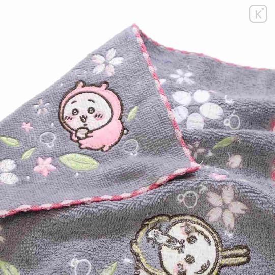 Japan Chiikawa Embroidered Mini Towel Handkerchief - Chiikawa & Hachiware & Usagi : Pajama Flower - 2