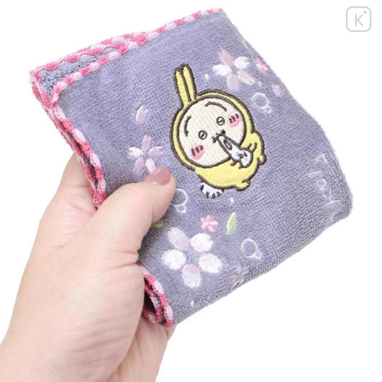 Japan Chiikawa Embroidered Mini Towel Handkerchief - Chiikawa & Hachiware & Usagi : Pajama Flower - 3