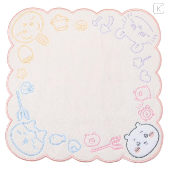 Japan Chiikawa Embroidered Mini Towel Handkerchief - Chiikawa : Beige Pink - 1