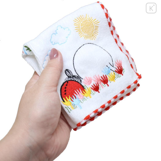 Japan Moomin Embroidered Mini Towel Handkerchief - Little My & Moomintroll : Helping - 3