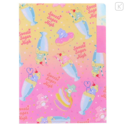 Japan Care Bears 2 Pockets A5 Clear File - Sweets Sugar High - 1