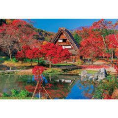 Japan Famous Scenery Jigsaw Puzzle 300pcs - Shirakawa-go with Autumn Leaves