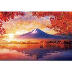 Japan Famous Scenery Jigsaw Puzzle 300pcs - Mt. Fuji from Lakeside with Autumn Leaves Dawn