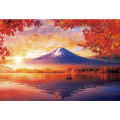 Japan Famous Scenery Jigsaw Puzzle 300pcs - Mt. Fuji from Lakeside with Autumn Leaves Dawn - 1