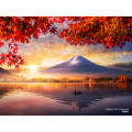 Japan Famous Scenery Petit Paris Clear Jigsaw Puzzle 150pcs with Frame - Mt. Fuji from Lakeside with Autumn Leaves Dawn - 1
