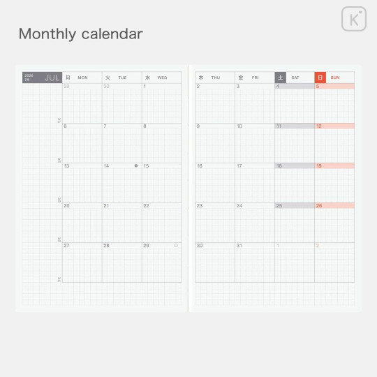 Japan Hobonichi Techo A6 Monthly & Daily English Original Schedule Book - 2026 - 3
