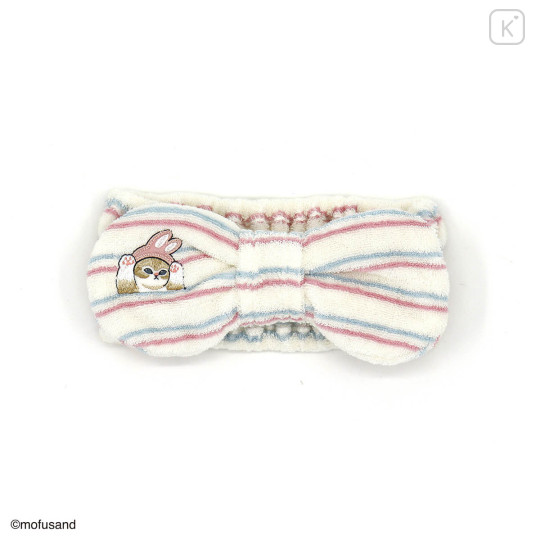Japan Mofusand Hair Band with Ribbon - Rabbit Cat Striped Ivory - 1