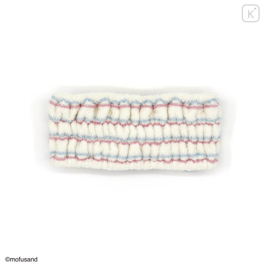 Japan Mofusand Hair Band with Ribbon - Rabbit Cat Striped Ivory - 2