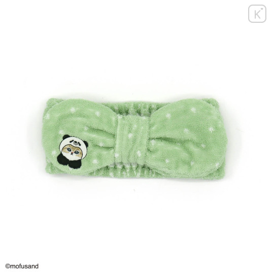 Japan Mofusand Spa Headband with Ribbon - Panda Cat Green - 1