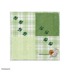 Japan Mofusand Towel Handkerchief - Cookie Cat Gingham Green