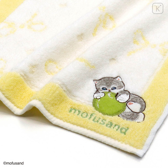 Japan Mofusand Towel Handkerchief - Fruit Apple Cat Ribbon Yellow - 2