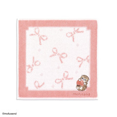 Japan Mofusand Towel Handkerchief - Fruit Peach Cat Ribbon Pink