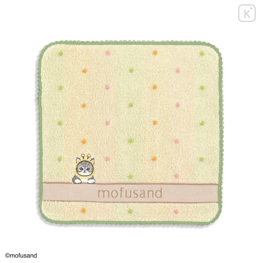 Japan Mofusand Towel Handkerchief - Bee Cat Light Yellow Green - 1