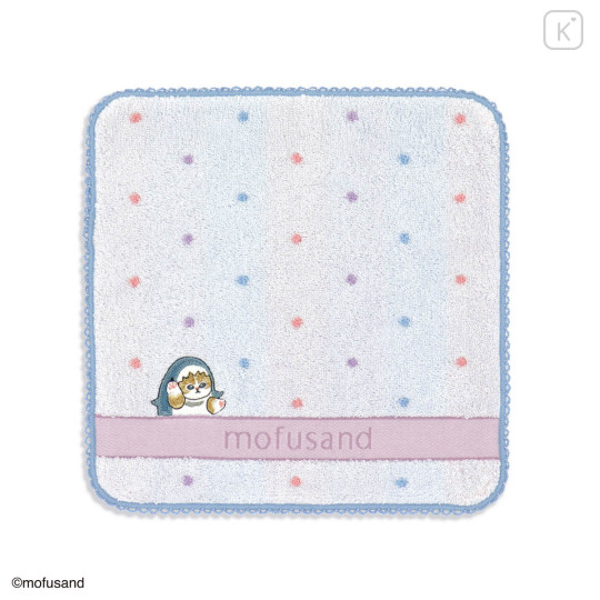 Japan Mofusand Towel Handkerchief - Shark Cat Light Blue - 1