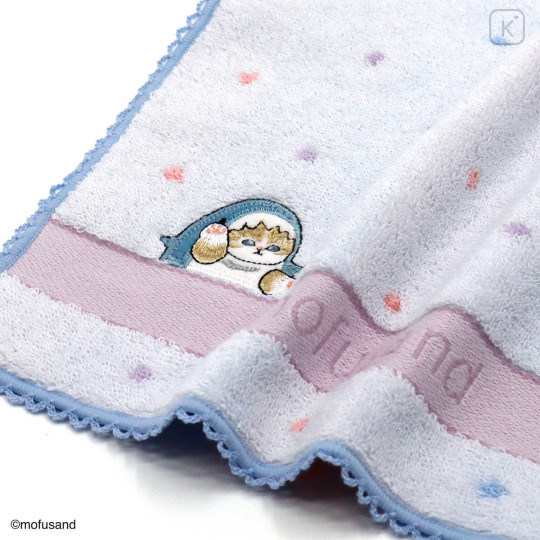 Japan Mofusand Towel Handkerchief - Shark Cat Light Blue - 2