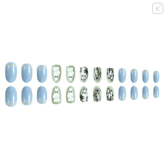 Japan Moomin Nail Tips - Hattifatteners & Moomintroll : Blue Green - 3