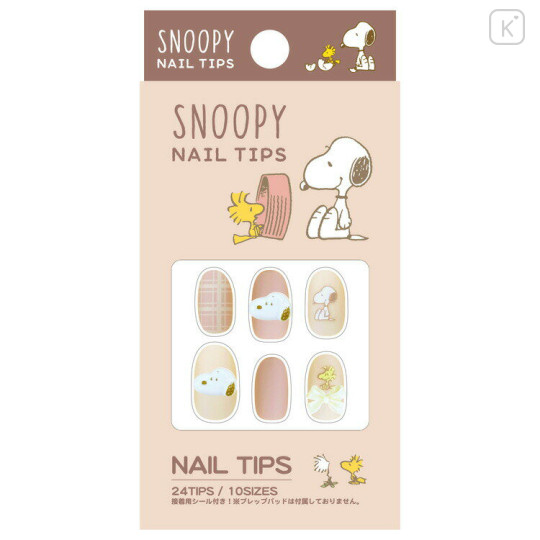 Japan Peanuts Nail Tips - Snoopy & Woodstock : Beige Pink - 1