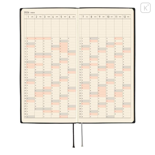 Japan Hobonichi Techo Weeks Japanese Slim Schedule Book - 2026 White Line Black - 5