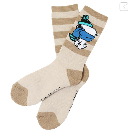Japan Peanuts Warm Socks - Snoopy : Winter Outdoor Style Beige - 1