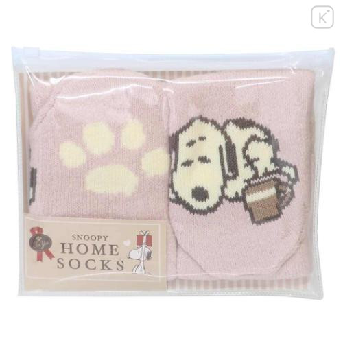 Japan Peanuts Warm Socks - Snoopy : Relax Pink - 4