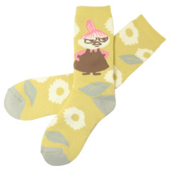 Japan Moomin Warm Socks - Little My : Flower Light Yellow Grey