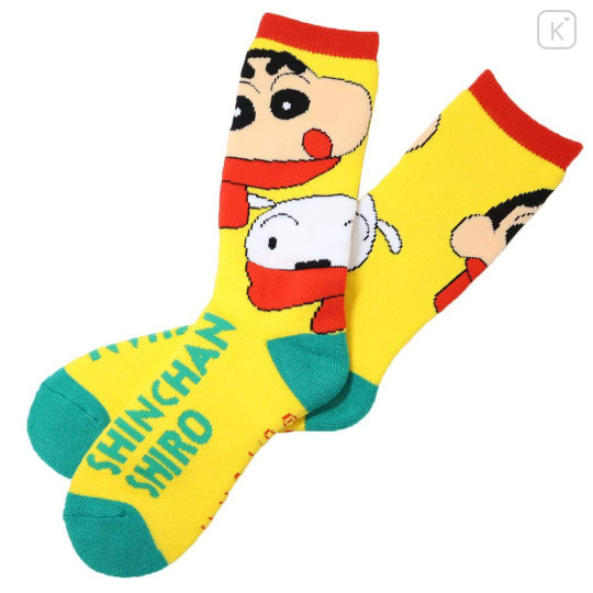 Japan Crayon Shin-chan Warm Socks - Shinnosuke Nohara & Shiro : Winter Outdoor Style Yellow - 1