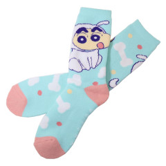 Japan Crayon Shin-chan Warm Socks - Shinnosuke Nohara & Shiro : Turquoise Pink