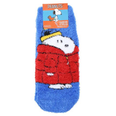 Japan Peanuts Fluffy Socks - Snoopy : Winter Outdoor Style Blue