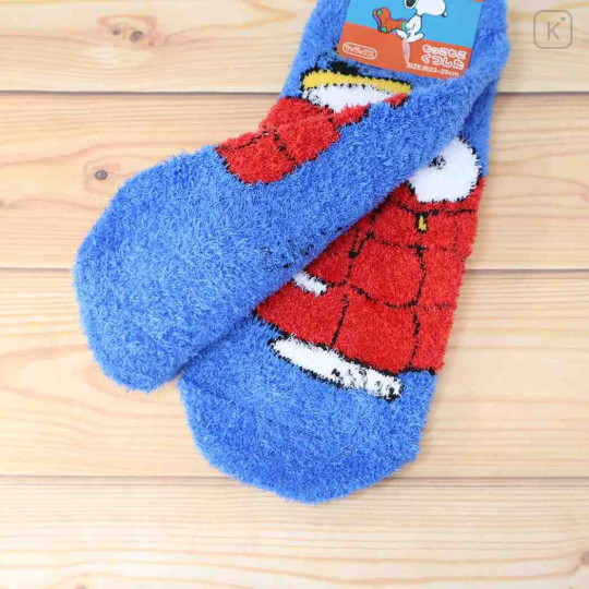Japan Peanuts Fluffy Socks - Snoopy : Winter Outdoor Style Blue - 2
