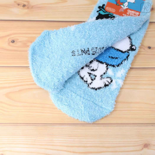 Japan Peanuts Fluffy Socks - Snoopy : Winter Outdoor Style Snow Blue - 2