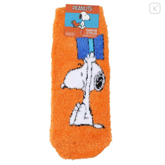 Japan Peanuts Fluffy Socks - Snoopy : Christmas Gift Orange - 1