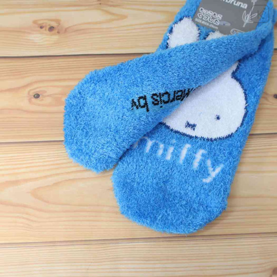 Japan Miffy Fluffy Socks - Miffy : Face Blue - 2