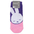 Japan Miffy Fluffy Socks - Miffy : Face Purple Pink - 1