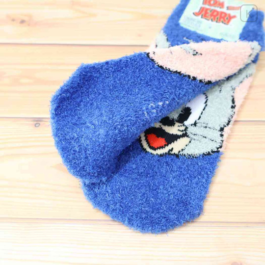 Japan Tom and Jerry Fluffy Socks - Tuffy Face Navy - 2