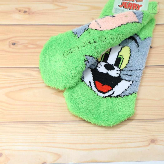 Japan Tom and Jerry Fluffy Socks - Tom Face Green - 2