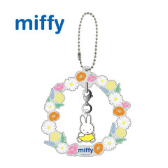 Japan Miffy Swaying Keychain - Miffy : Flower Wreath Yellow Dress