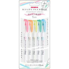 Japan Zebra Mildliner Double Ended Brush Pen & Marker Set - Lightly Fluorescent