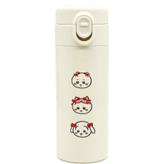 Japan Chiikawa Stainless Steel Bottle 350ml - Chiikawa & Hachiware & Usagi : One Touch Beige Ribbon