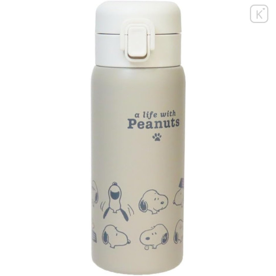 Japan Peanuts Stainless Steel Bottle 350ml - Snoopy : One Touch Life With Snoopy - 1