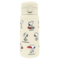 Japan Peanuts Stainless Steel Bottle 350ml - Snoopy : One Touch Beige Family Have a Blast - 1